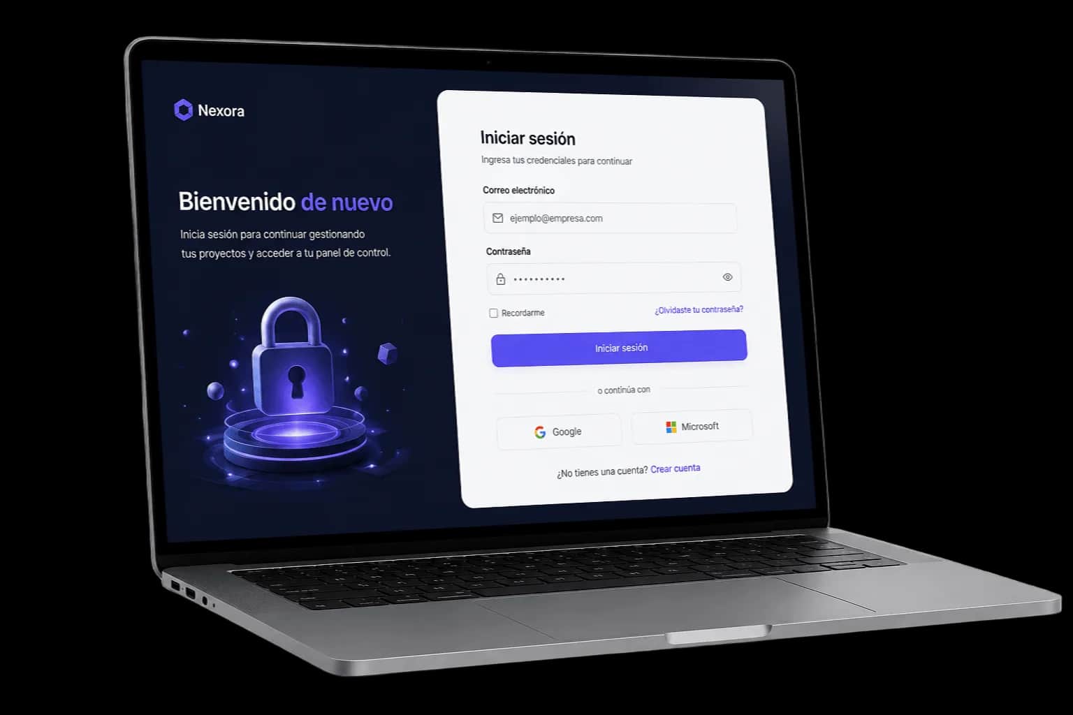 Web portal login screen with system integrations on a laptop